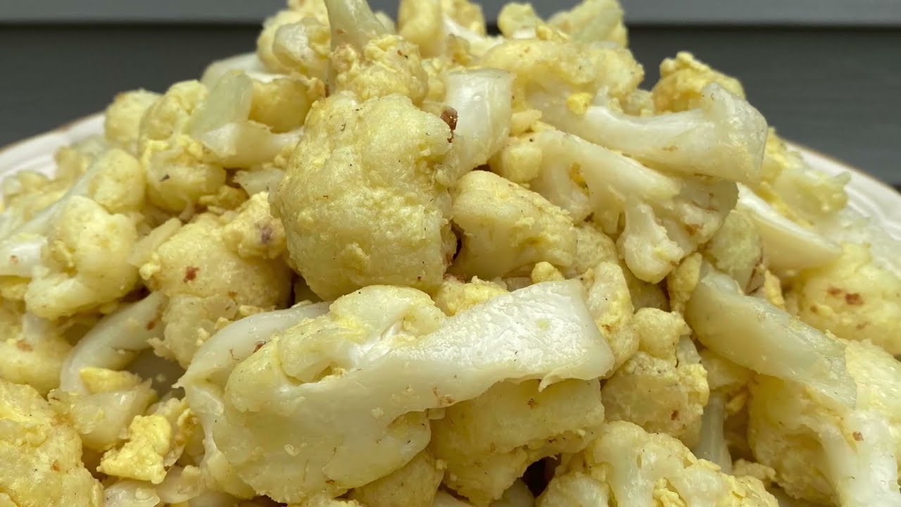 Cauliflower with eggs recipe/  ပန်းဂေါ်ဖီ ကြက်ဉကြော် နည်းပါ