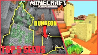 Minecraft PE - TOP 5 SEEDS for 2019 #3 ! JUNGLE TEMPLE AND DUNGEON IN RAVINE & MORE !| MCPE 1.9