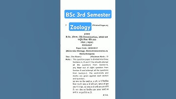 BSc 3rd semester zoology question paper 2025 | BSc 3rd semester zoology important questions 2025