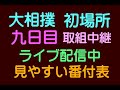 大相撲、大相撲1月(東京)初場所、九日目、ライブ配信中、2026.1.19