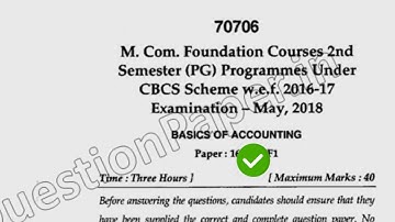 2018 Mdu MCom 2nd Basics of Accounting Question Paper
