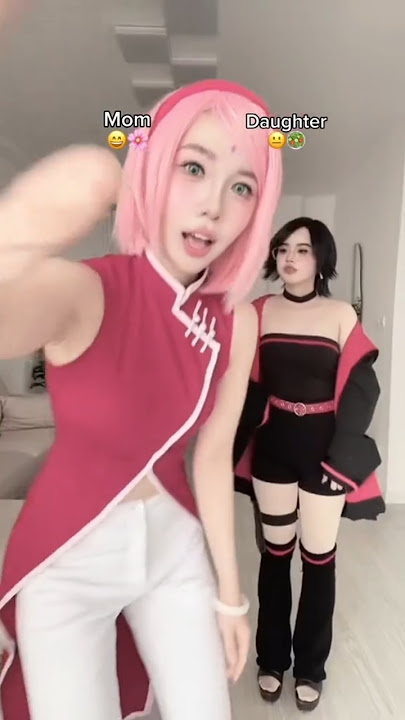 Sarada and sakura cosplay dance  #sarada #sakura #cosplay #naruto #boruto #animeedit
