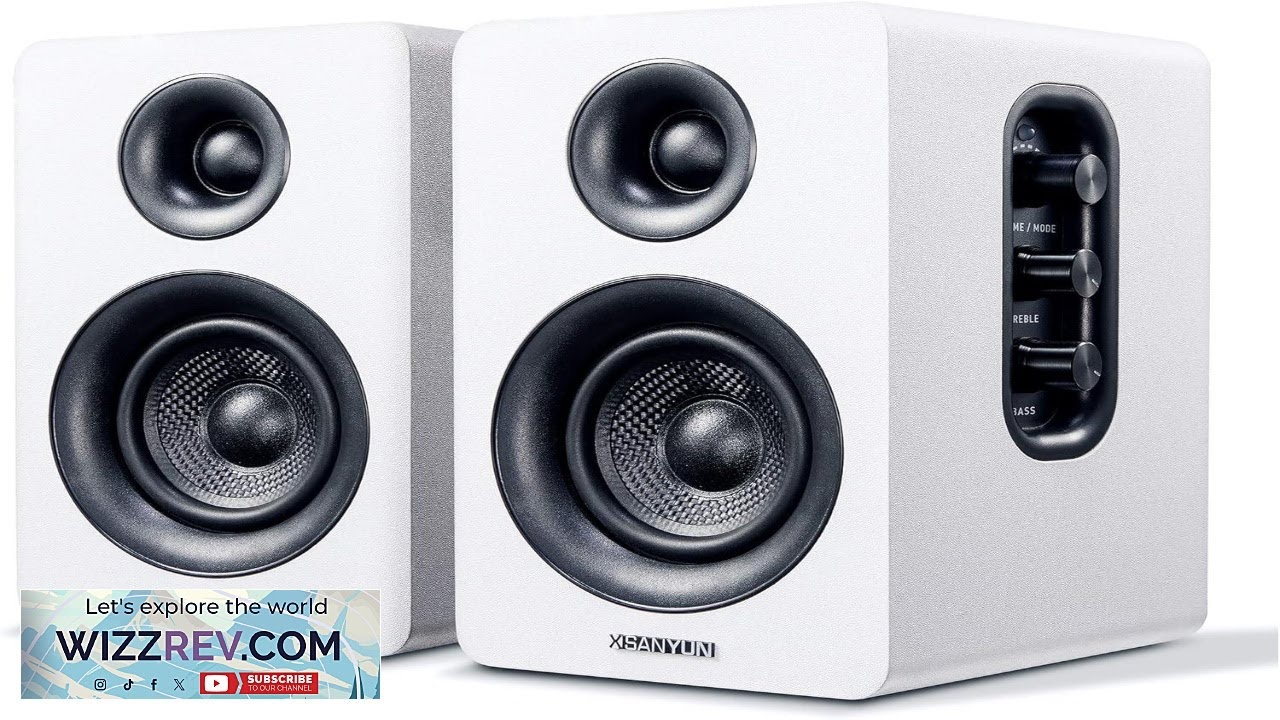 Sanyun SW208 3" Active Bluetooth 5.0 Bookshelf Speakers  60W Carbon Fiber