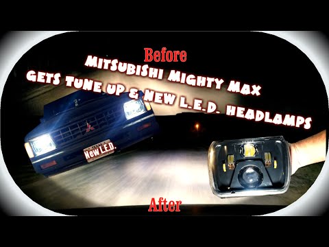 Tune Up and L.E.D. headlamps install on the Mitsubishi Mighty Max... Great results!