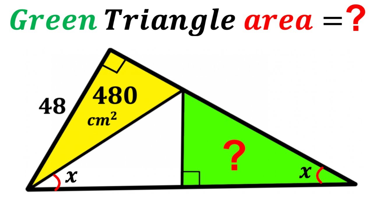 Can you find area of the Green shaded triangle? | (Right triangles) | # ...