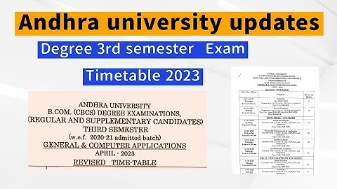 Andhra university  Degree 3rd semester Exam Timetable 2023 || AU degree 3rd semester Exams Timetable