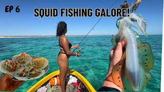 14 MILE SQUID FISHING FRENZY CATCH & COOK! WARROORA STATION NINGALOO COAST CAMPING | EP6