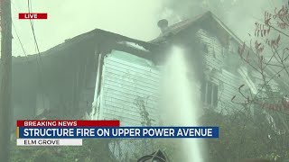 Wheeling crews battling fully-engulfed structure fire on Upper Power Avenue