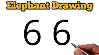 Elephant Drawing | How to draw elephant from number 6 | Elephant drawing tutorial