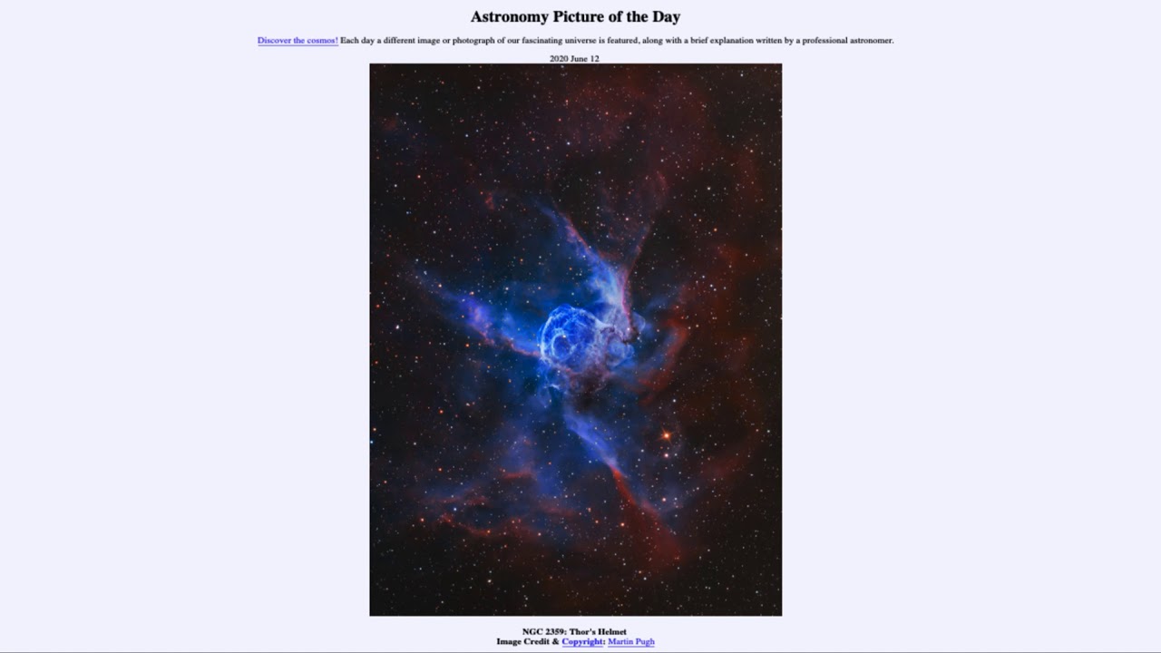 2020 June 12 - NGC 2359: Thor's Helmet - YouTube