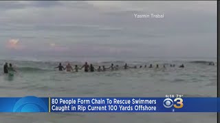 80 Beachgoers Form Chain To Rescue Boys From Rip Current