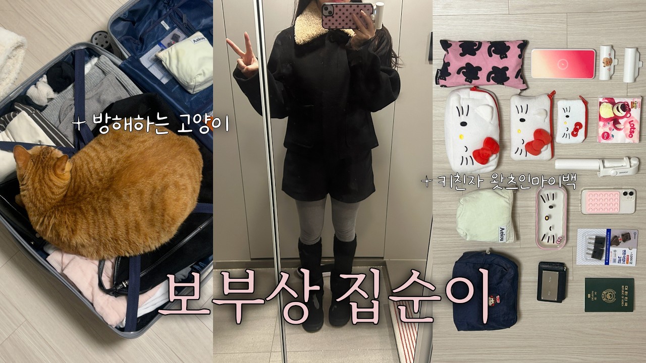 후쿠오카 3박4일 짐싸기✈️ | 보부상 집순이의 여행 전날 브이로그 (고양이 방해)