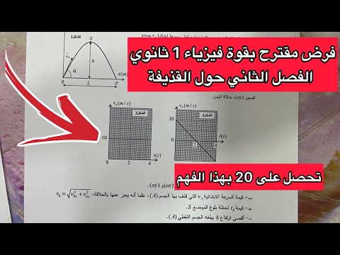 فرض الفصل الثاني فيزياء 1 اولى ثانوي علمي حول القذيفة مقترح بقوة 