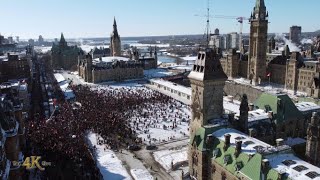 Canada: Massive crowd at Parliament viewed by drone at freedom convoy main event 1-29-2022