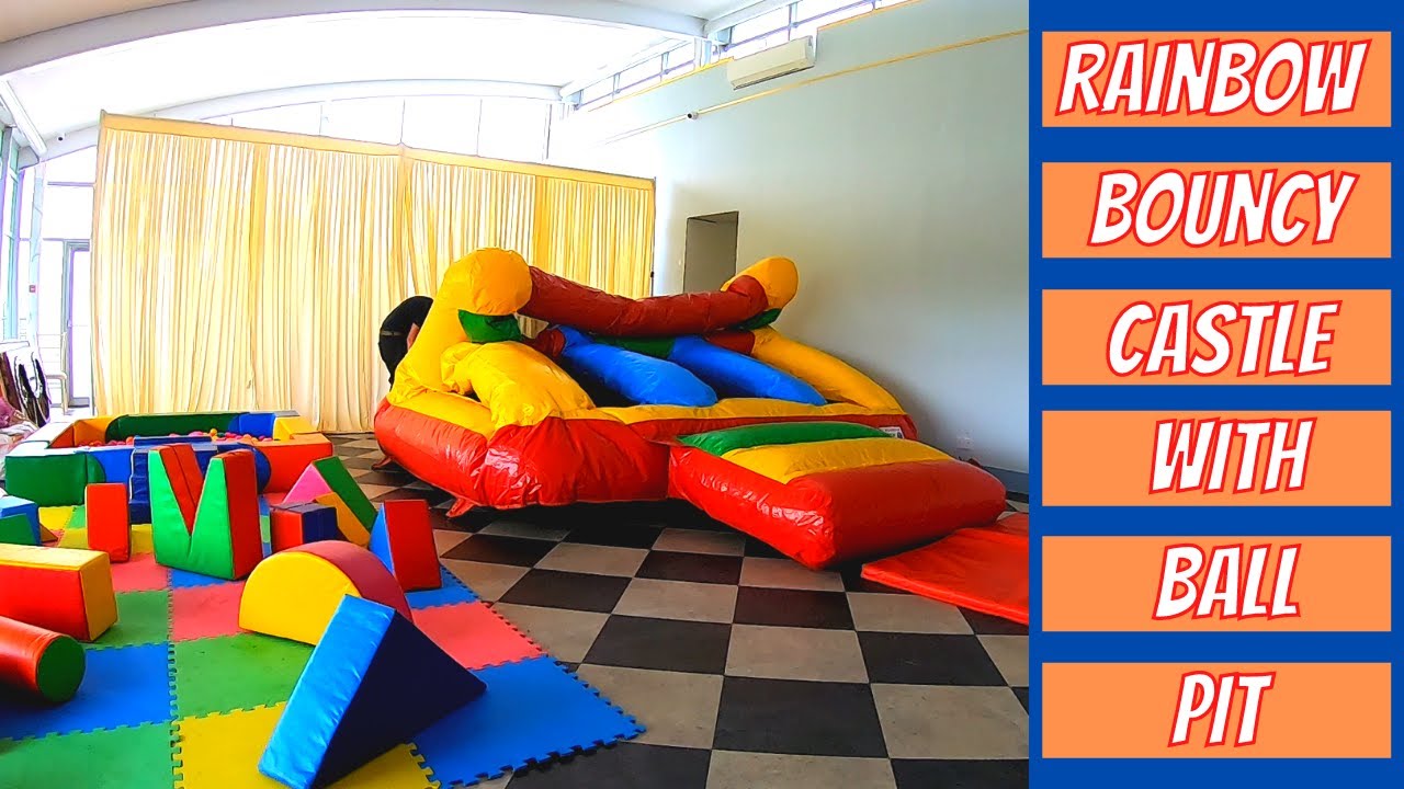 Bouncy Castle Setup - Rainbow Activity Castle with Ball Pit And Soft Play