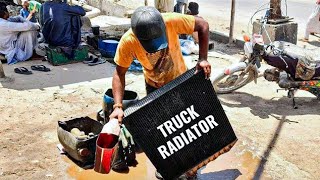 Amazing Radiator Restoration with Basic tools | Truck Radiator Lines cleaning