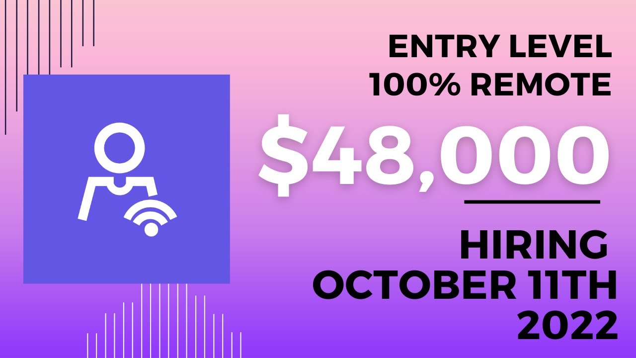 Remote Jobs October 2022 Entry Level, Full Benefits, 48000 YouTube