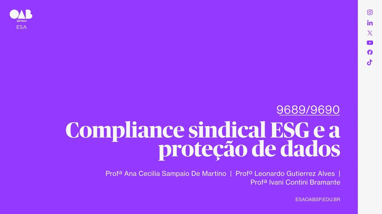 #01 | Compliance sindical ESG e a proteção de dados