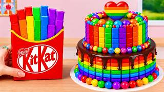 Mini Rainbow Buttercream KitKat Chocolate Cake ASMR 🌈🍫 Satisfying Miniature Cake Decorating