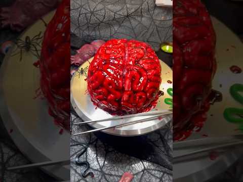 How to Bake a Spine-Chilling Bloody Brain Cake for Halloween #halloweendesserts #bloodybraincake