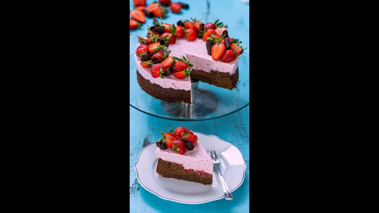 How to make chocolate strawberry with cream cheese mousse cake #shorts | Home Cooking Adventure