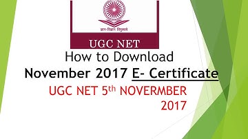 How to download November 2017 E-Certificate|| UGC-NET