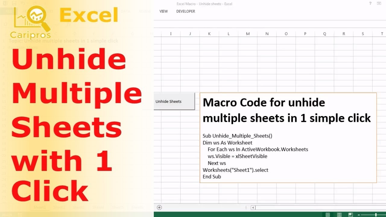 how-to-unhide-multiple-sheets-with-one-click-excel-macro-youtube