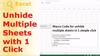How to Unhide Multiple Sheets with One Click - Excel Macro Excel Shortcuts Hide Unhide Sheets In One Click
