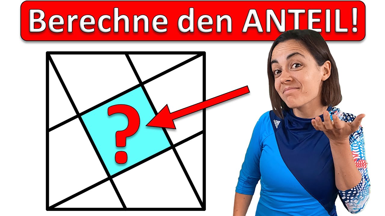💎💎💎 MATHE RÄTSEL GEOMETRIE | Wie groß ist der blaue Anteil am Quadrat ...