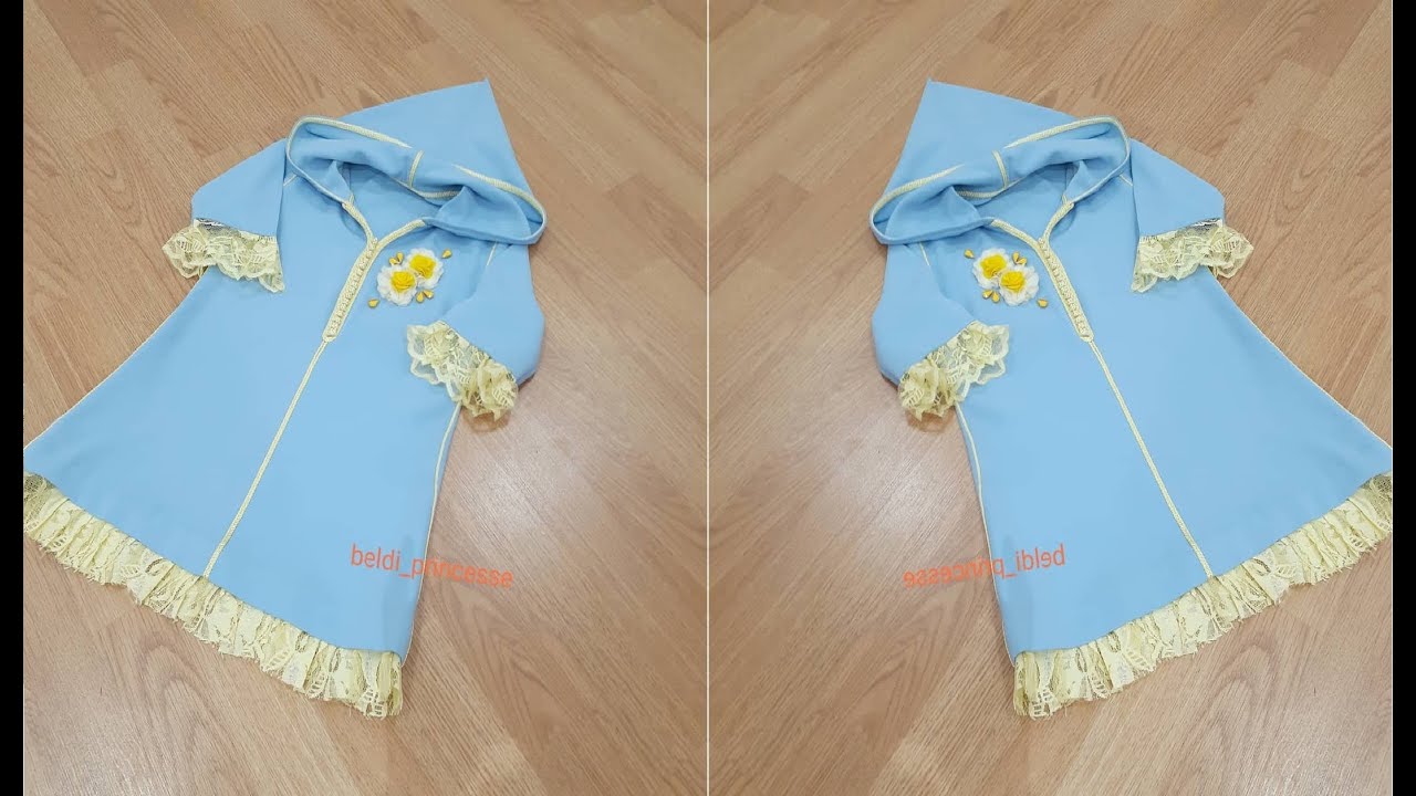 طريقة تفصيل جلابة  صغيرة سنة واحدة