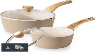 SENSARTE 2.0 & 3.0 Quart Ceramic Sauce Pan Sets with Lid Cooking