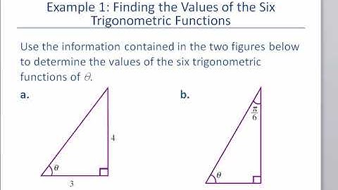 Math 127 Section 6.2 Six Trigonometric Functions