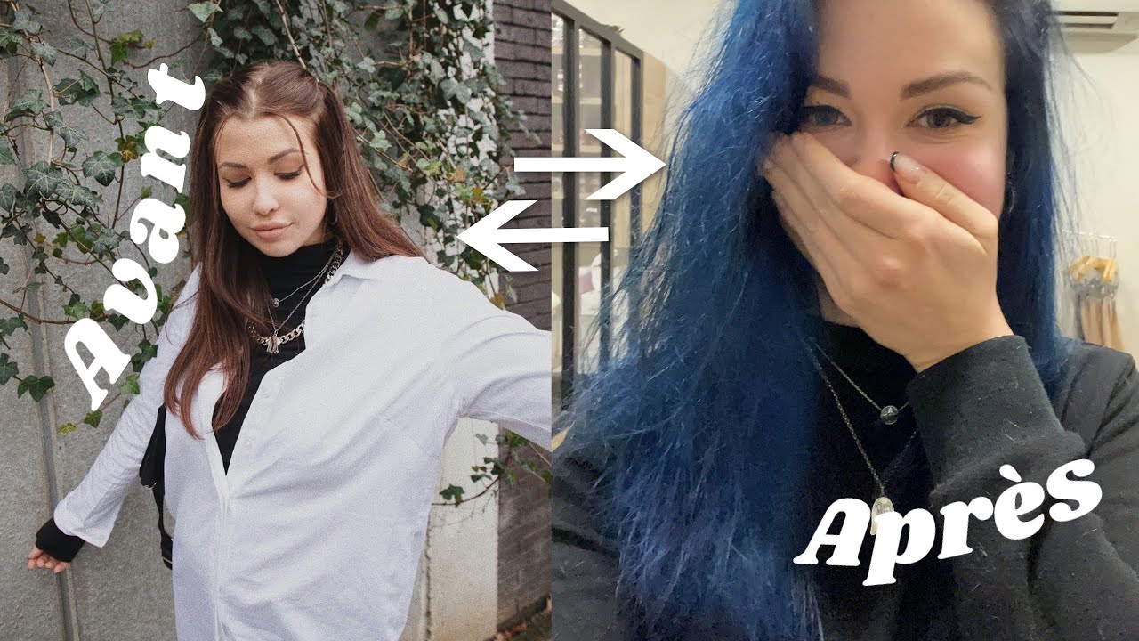 Mèches Bleues Sur Cheveux Châtains