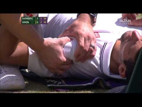 Djokovic falls at Wimbledon R3 and hurts his shoulder