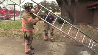 Single firefighter 20 ft roof ladder raise
