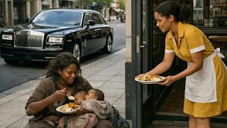 Poor Waitress Fed a Homeless Woman and Her Twins Every Day, Then a Black Rolls-Royce Pulled Up#tales