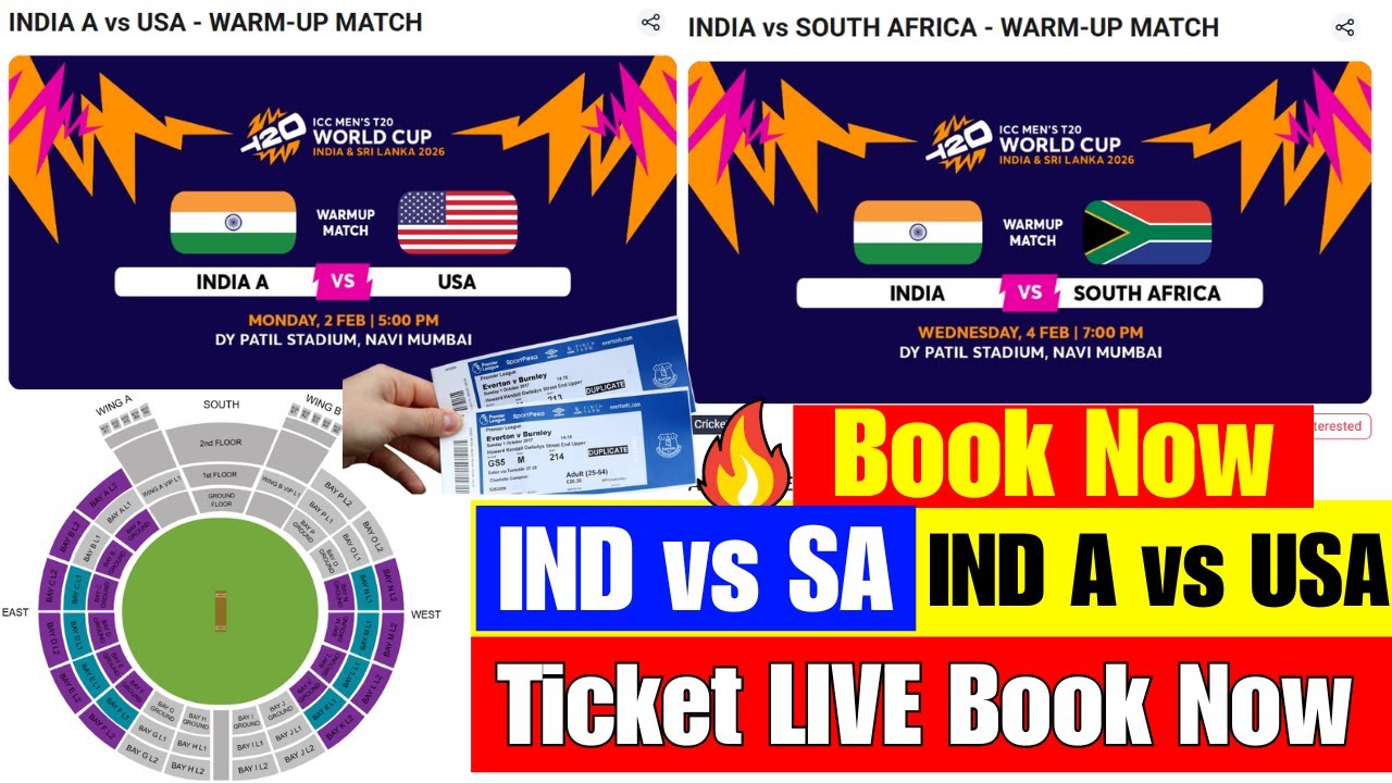 IND vs SA/IND-A vs USA Ticket LIVE Book Now.Warm-up Matches Ticket LIVE from Rs-150