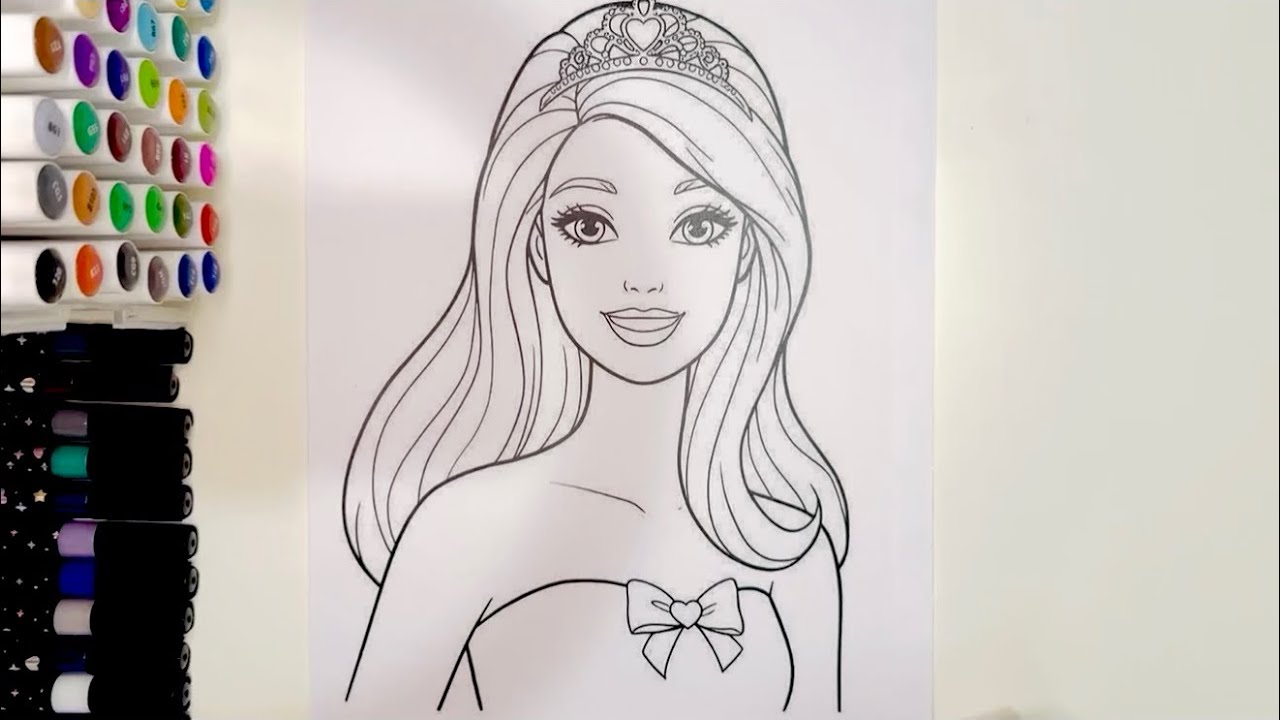 Barbie princess coloring pages love style |ASMR Relaxing Art | 