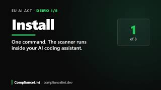 Install an EU AI Act compliance scanner in Claude Code (MCP server) | ComplianceLint 1/8