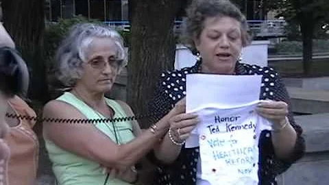 JoAnne Fischer speaks at Philadelphia vigil.