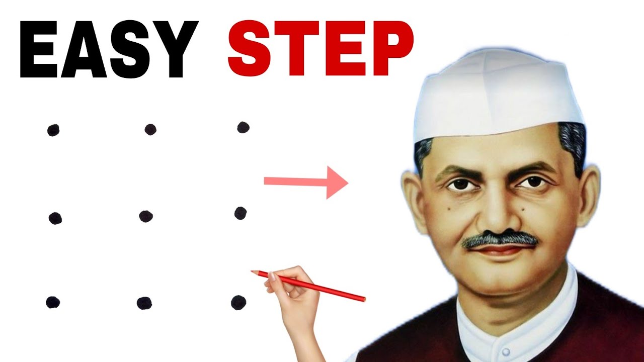 Dots turns into Lal Bahadur Shastri Drawing // Independence day drawing // Freedom fighter drawing