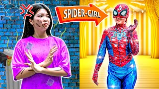 What If 10 Spider-Man In 1 House? The Poor Beggar Girls Dream To Becoming A Woman Superhero