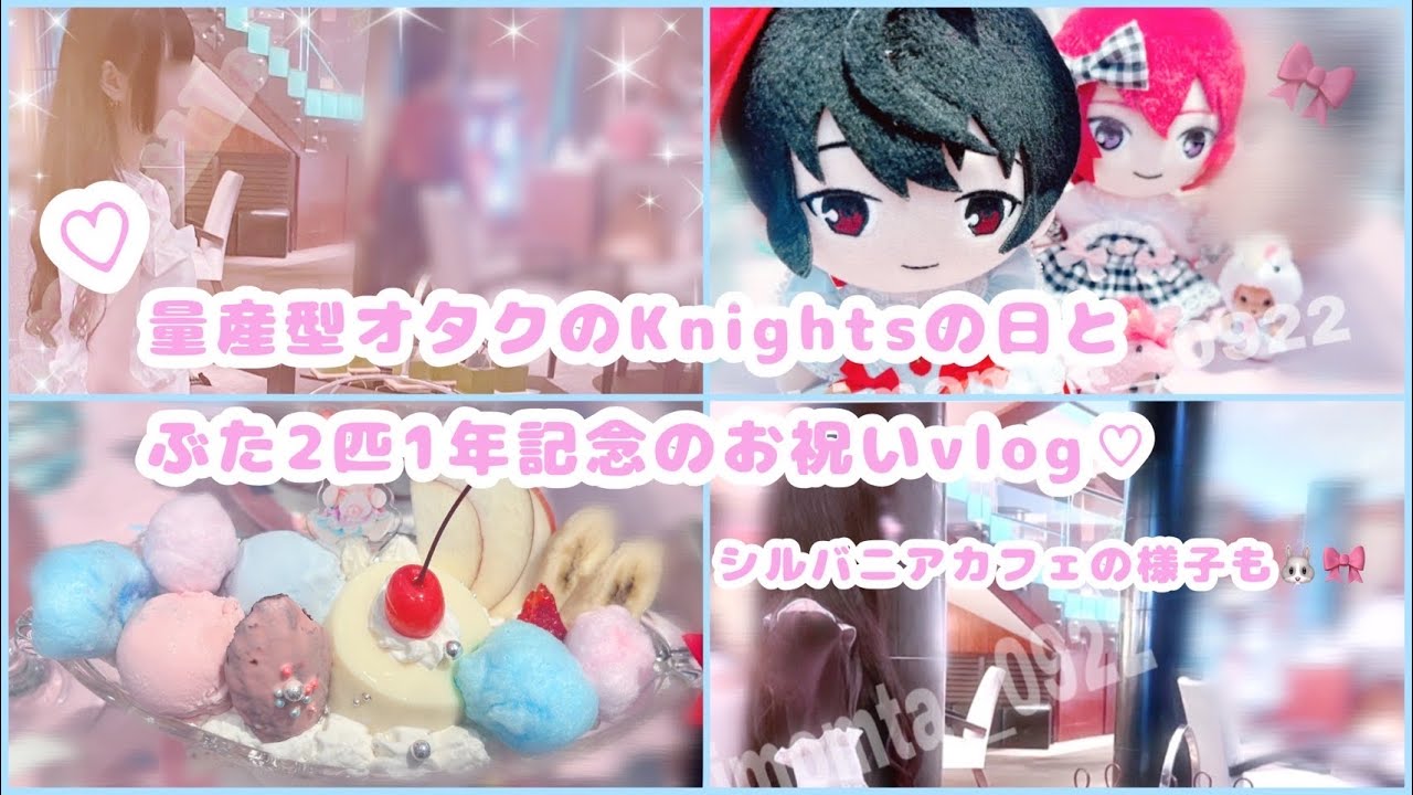 【vlog】量産型オタクのKnightsの日とぶた2匹1年記念日のお祝いvlog🎀✨