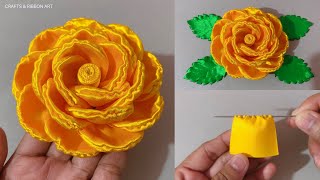 DIY ดอกไม้ริบบิ้น | DIY ดอกกุหลาบริบบิ้นผ้าซาติน | วิธีทำริบบิ้นดอกกุหลาบ