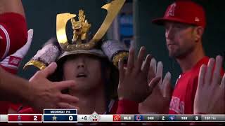 Shohei Ohtani doubles in the 6th inning against the Houston Astros at Minute Maid Park
