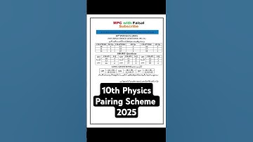 10th Physics pairing scheme 2025 | 10th Class Physics Scheme 2025