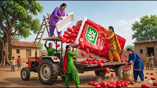 4 Village Girls Find a GIANT Tic Tac Apple Treat! 😱🍎 The Whole Village Is Amazed ❤️