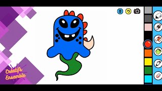 Monstre Zigzag Dessin Facile Pour Enfants, Coloriage Virtuel En Musique.