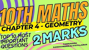 10th Std Chapter 4 Important 2 mark questions for Public Exam | Half yearly Exam | #class10 #maths