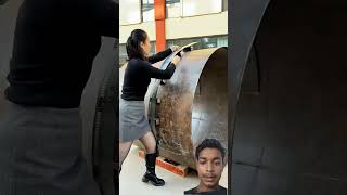 The welding process of pipe seam guide rail type- Good tools and machinery make work easy #welder